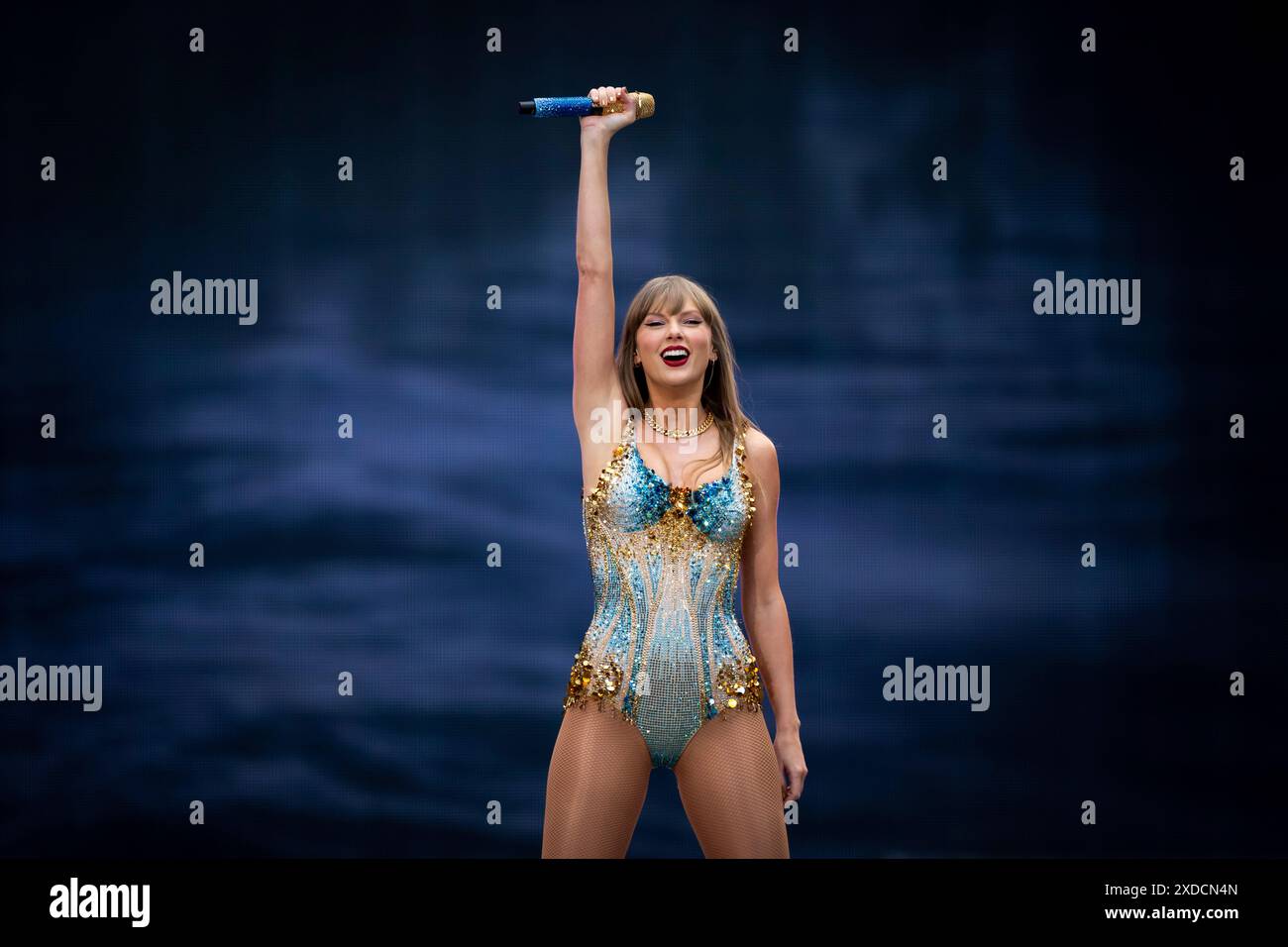 Taylor Swift performs at Wembley Stadium as part of her Eras Tour on Friday,  June 21, 2024 in London. (Photo by Scott A Garfitt/Invision/AP Stock Photo  - Alamy