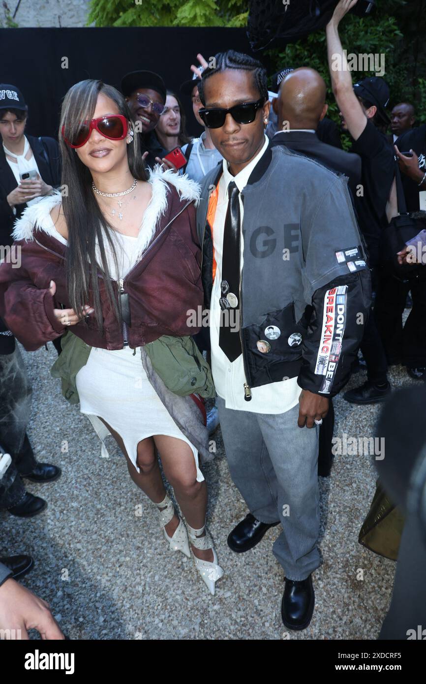 Rihanna and Asap Rocky attending the AAP Rocky