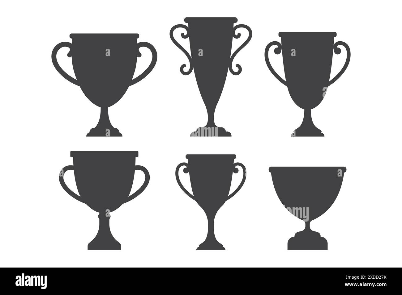 Silhouette trophy cup set isolated on white background vector illustration Stock Vector