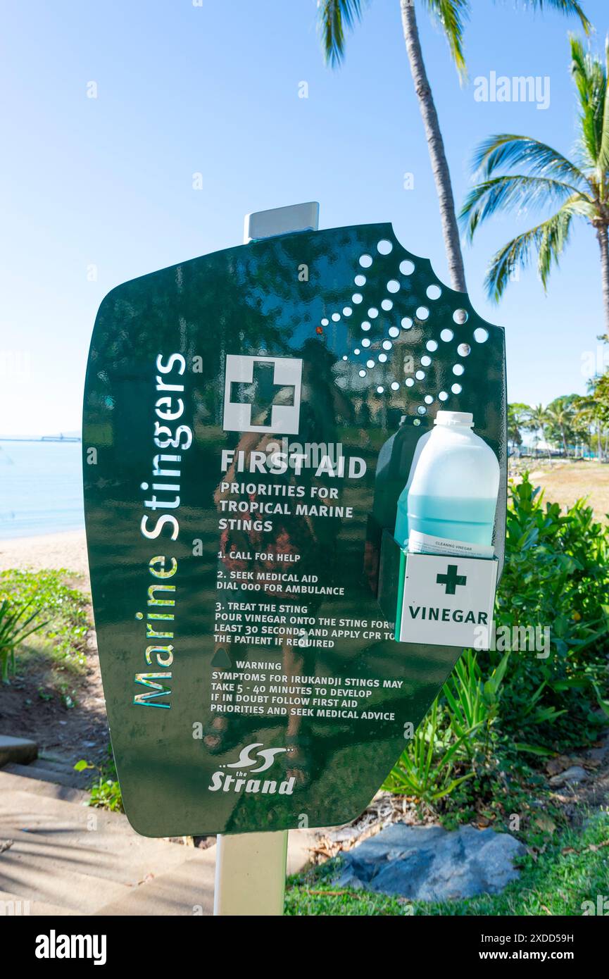 First Aid Bottle of Vinegar for medicinal treatment of Box Jellyfish stings, Townsville, FNQ