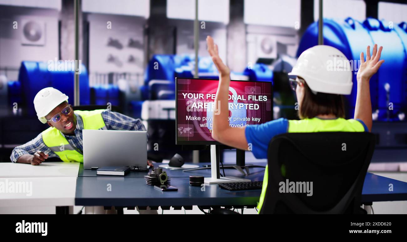 Ransomware Cyber Attack Using Malware. Security Breach Stock Photo