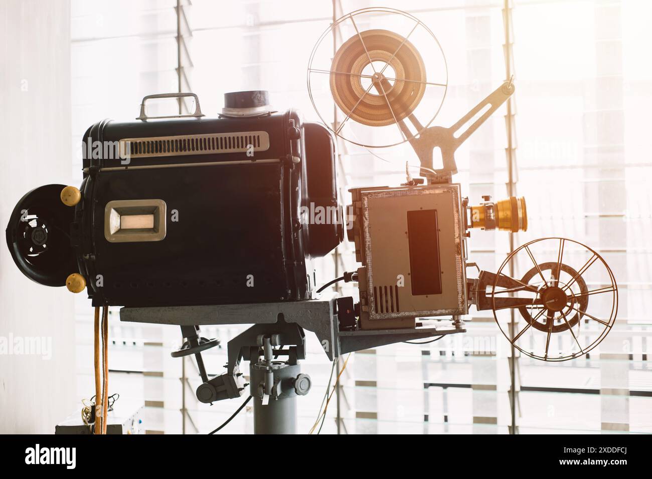 Movie film projector in Cinema old historic vintage equipment in cinema industry Stock Photo