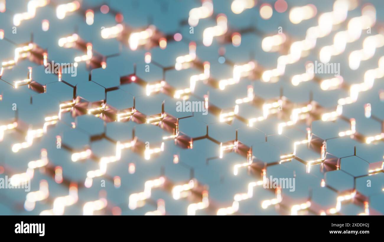 Futuristic 3D Render of Glowing Hexagonal Pattern - Neon Blue and Red ...