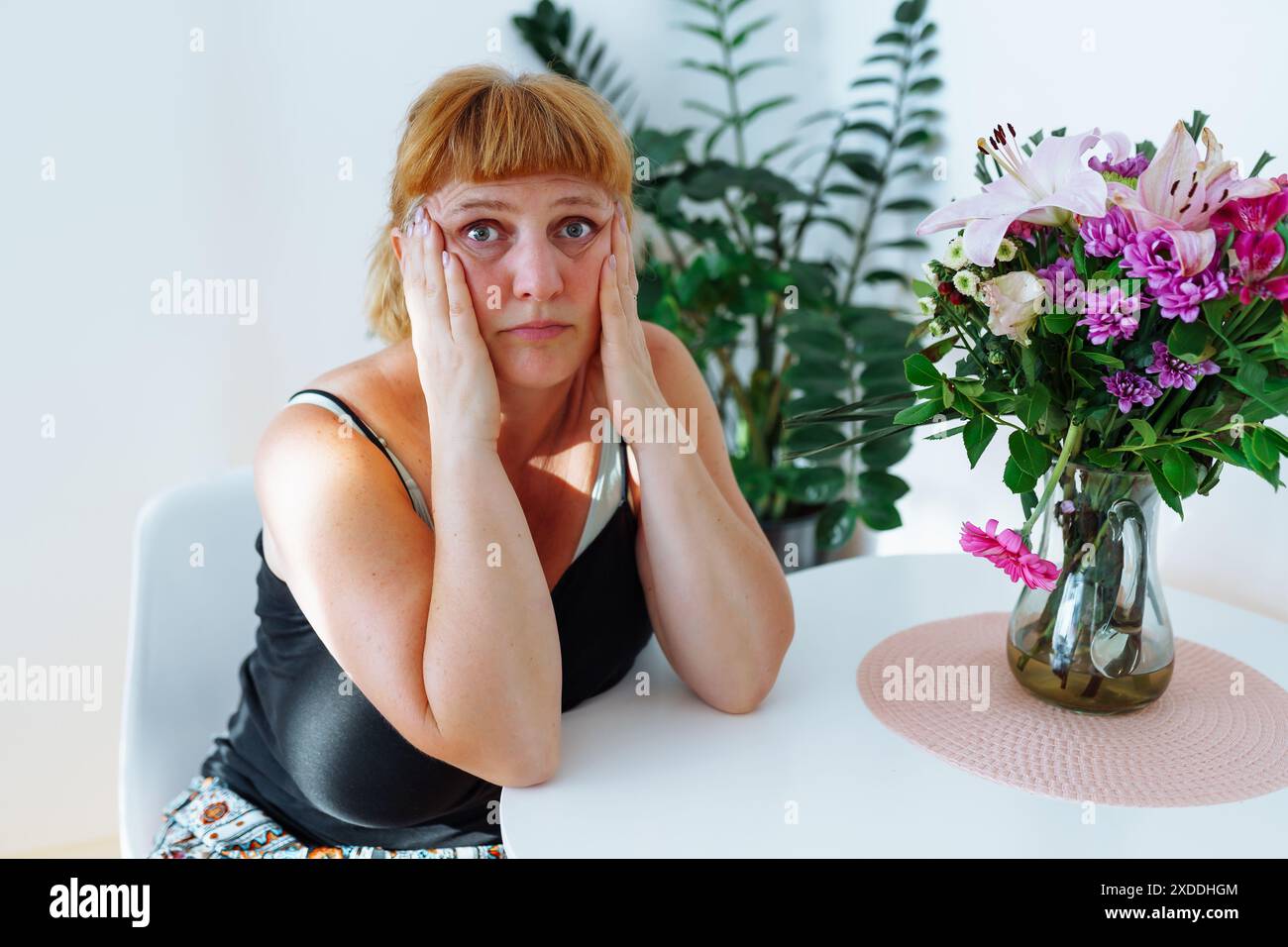 Middle aged blonde woman crying hi-res stock photography and images - Alamy