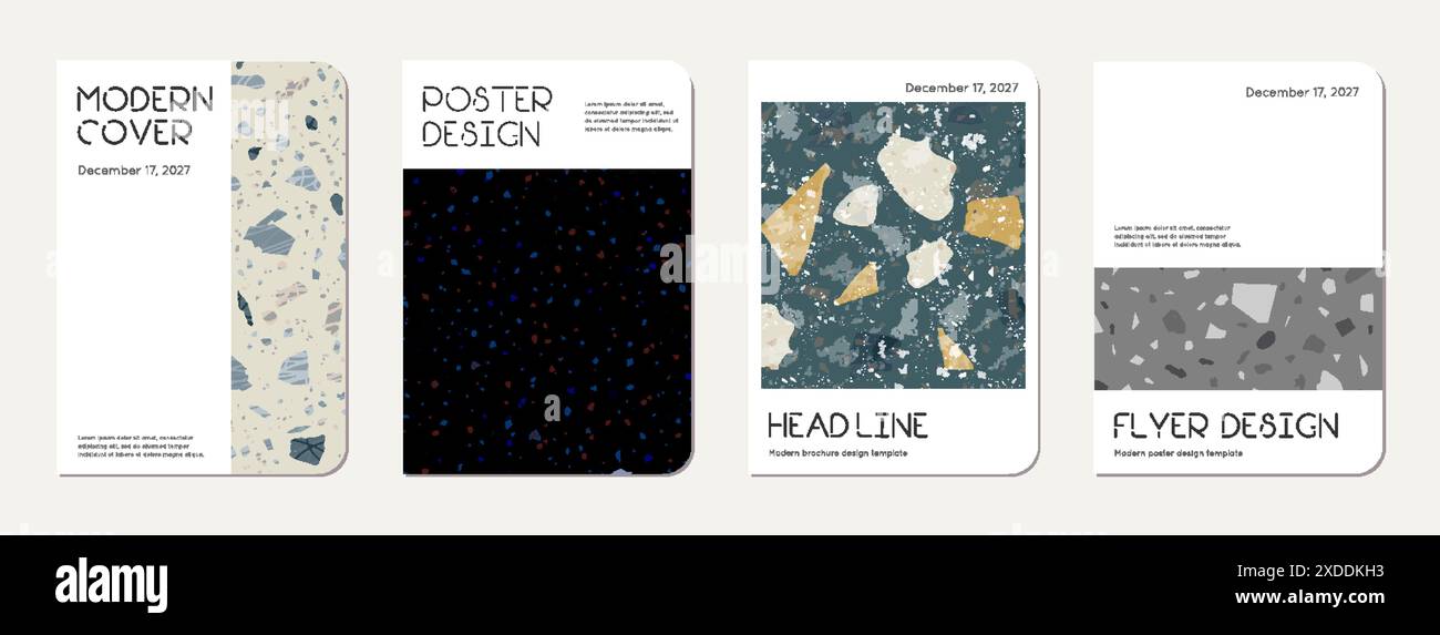 Note book cover design. Terrazzo abstract background made of natural ...