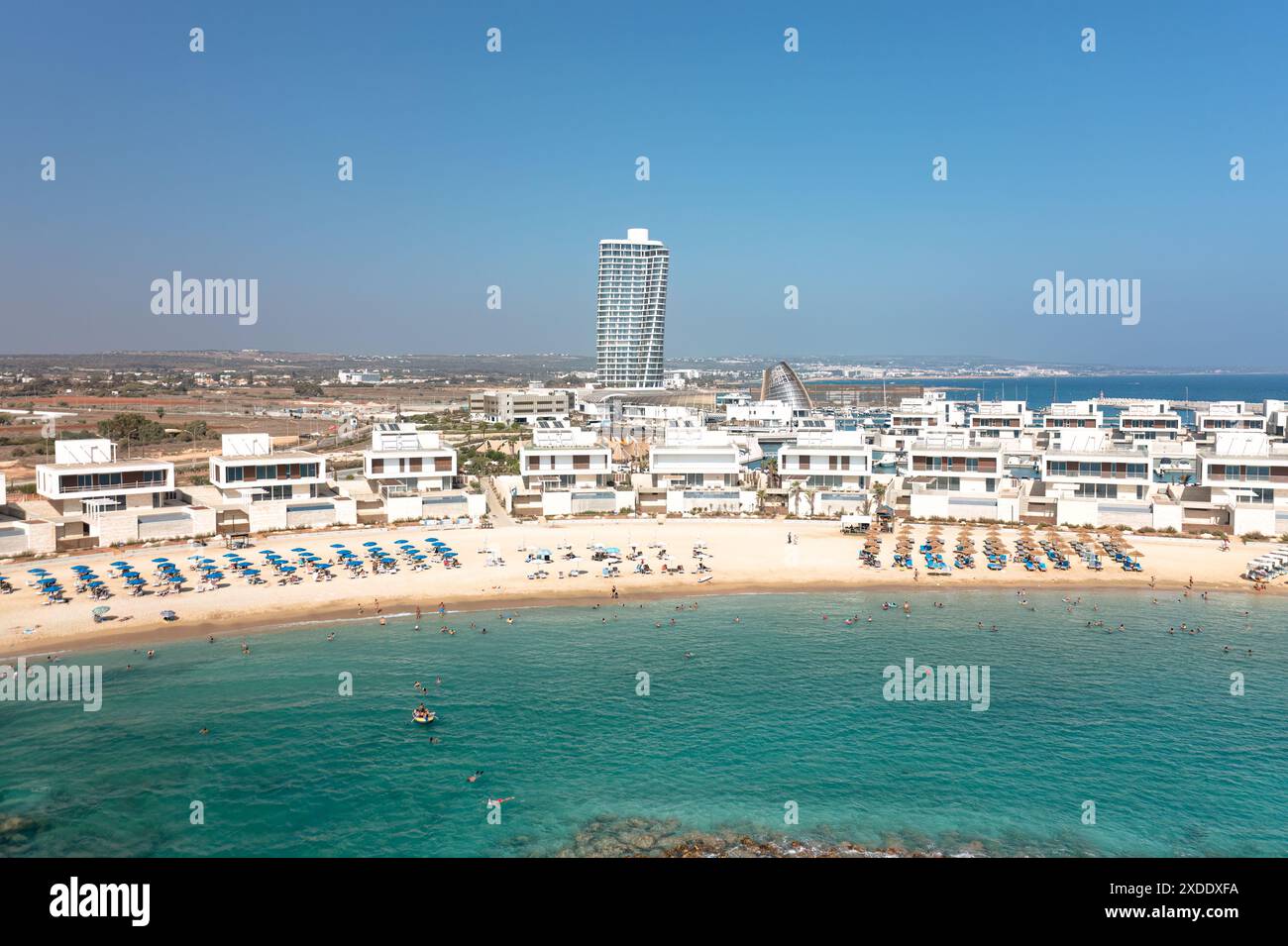 Tourists are enjoying summer vacation in a luxury Ayia Napa marina