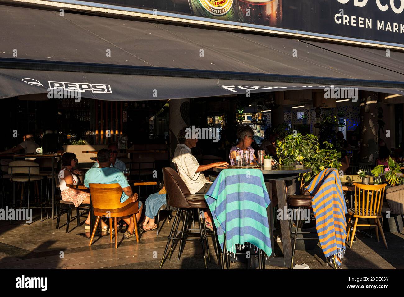 Split, Croatia - 04 August 2023 : People chilling in a cafe Stock Photo ...