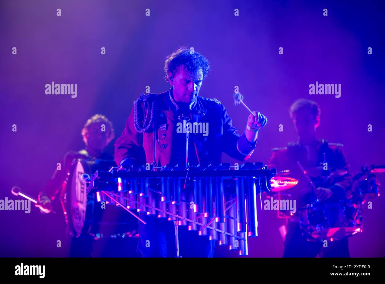 Prague, Czech Republic. 21st June, 2024. German techno marching band Meute performs live on the stage during the second day of open-air summer music festival Metronome Prague 2024. (Photo by Tomas Tkacik/SOPA Images/Sipa USA) Credit: Sipa USA/Alamy Live News Stock Photo