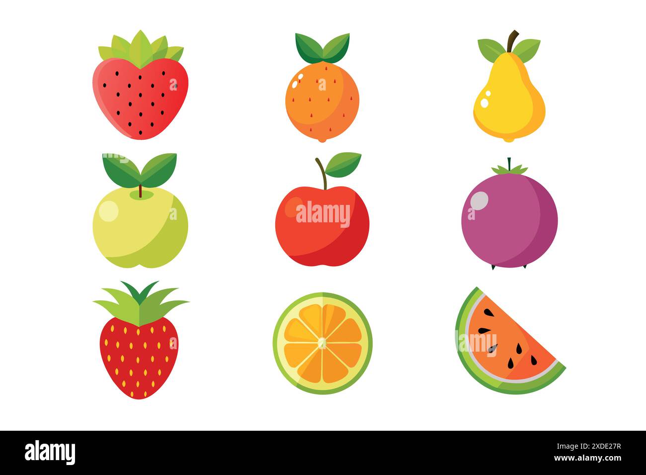 set fruit vector illustration and eps format Stock Vector