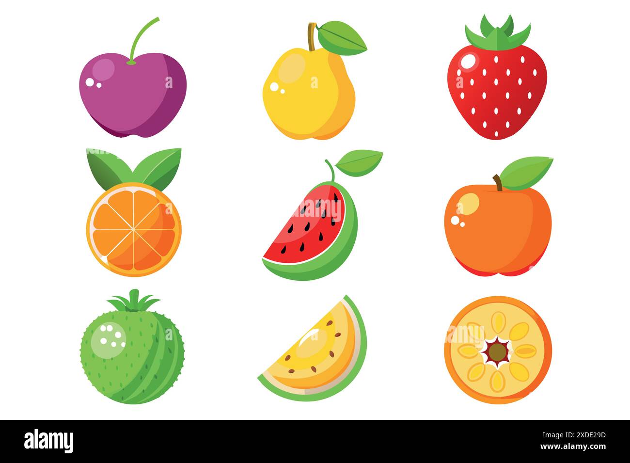 set fruit vector and eps format Stock Vector