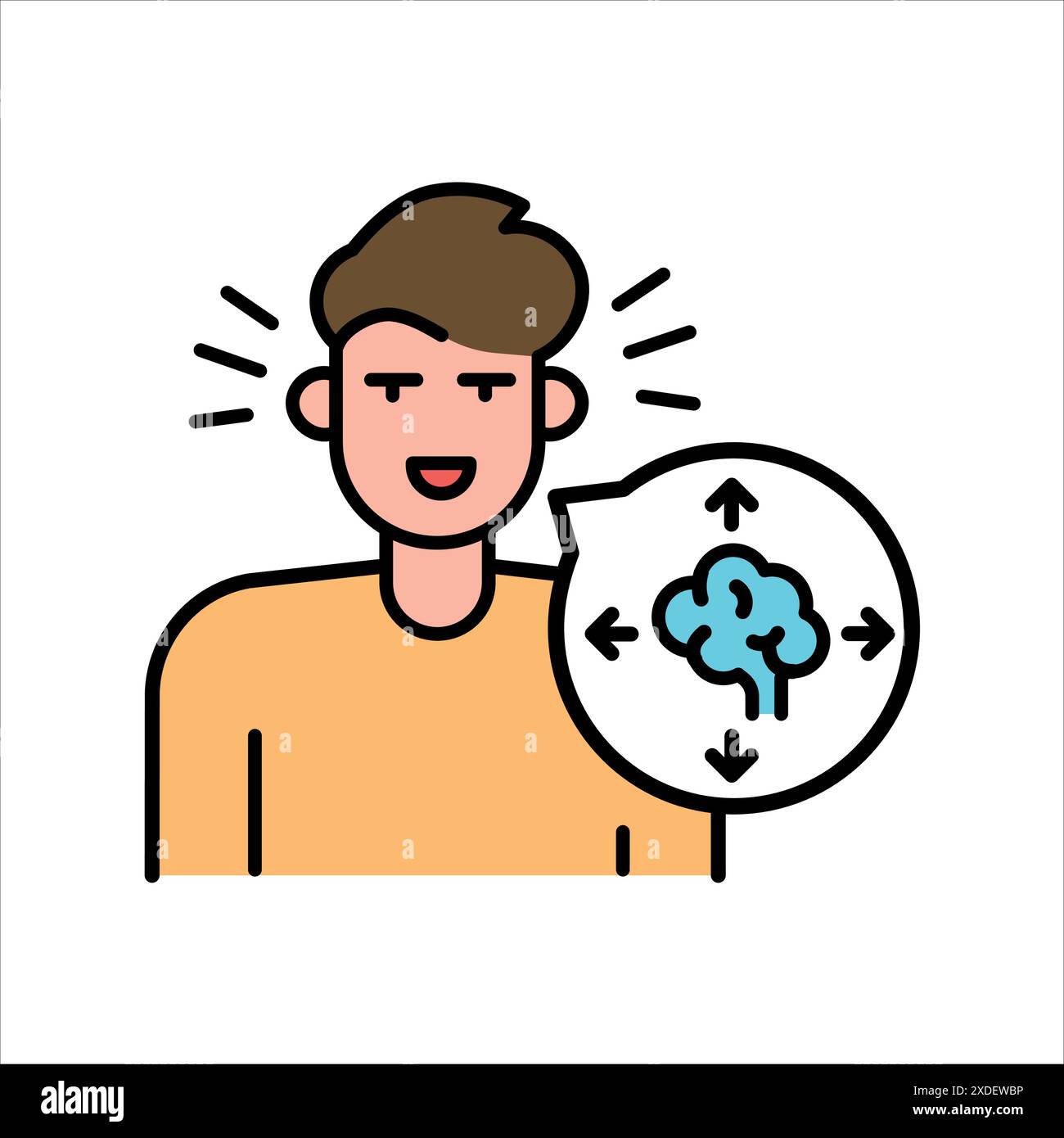 ADHD line color icon. Sign for web page, mobile app, button, logo. Vector isolated button. Editable stroke. Stock Vector
