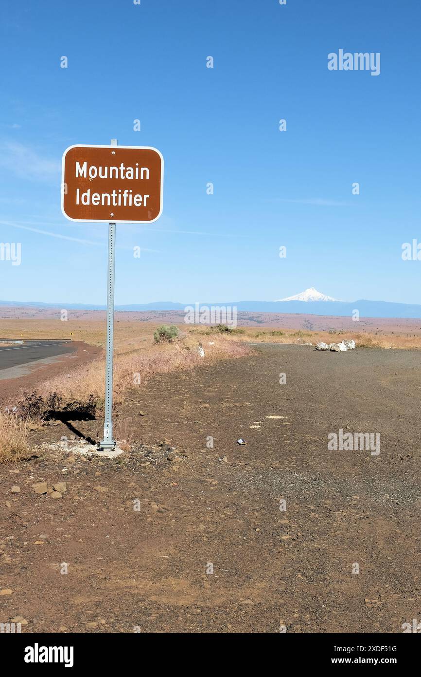 Mountain Identifier sign along Highway 97, Wasco County, Oregon ...