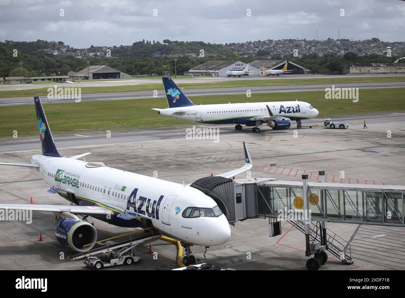 PE RECIFE 06/22/2024 RECIFE, AIRPORT MOVEMENT Azul company aircraft in the courtyard of
