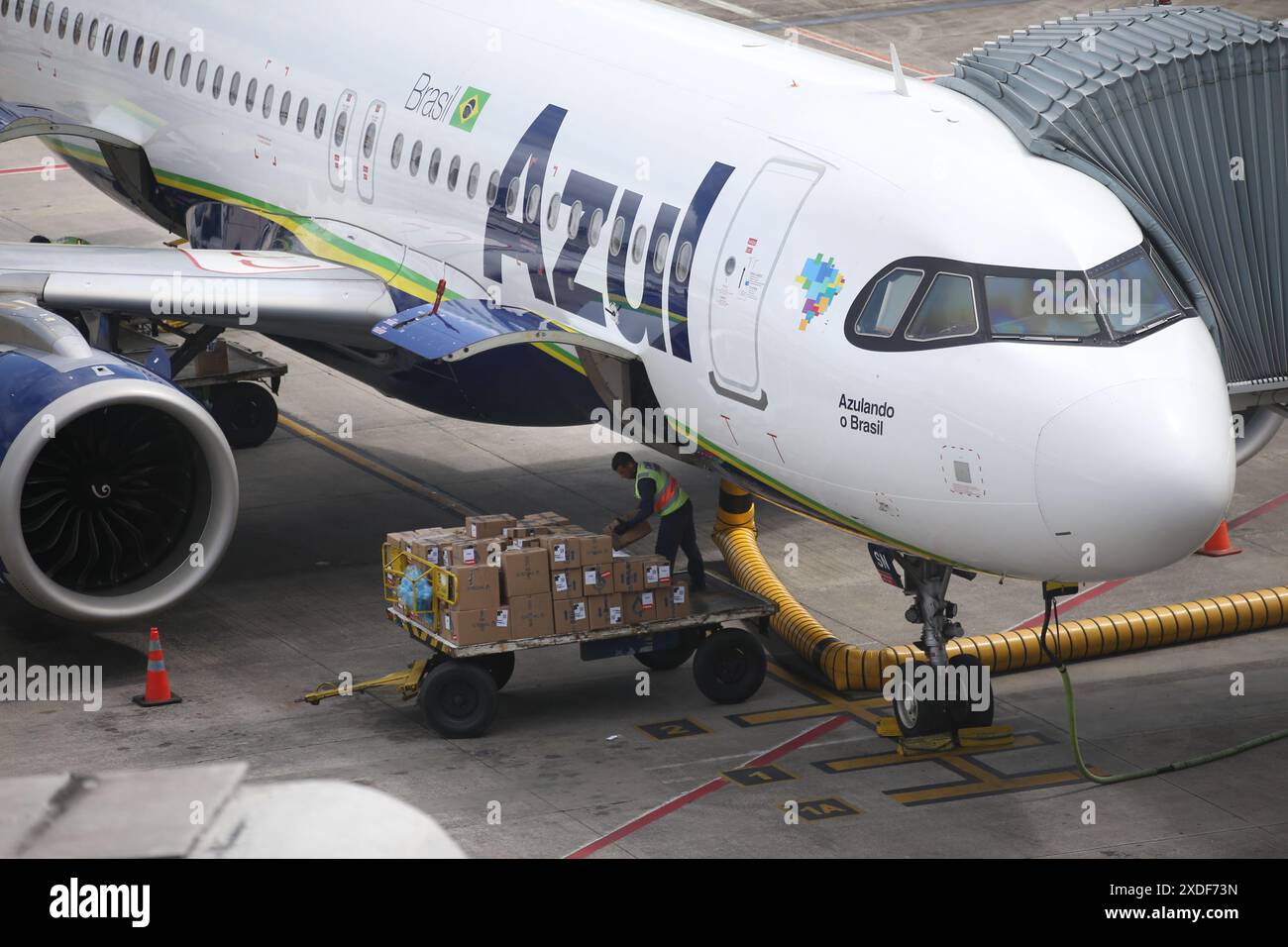 PE RECIFE 06/22/2024 RECIFE, AIRPORT MOVEMENT Azul company aircraft in the courtyard of