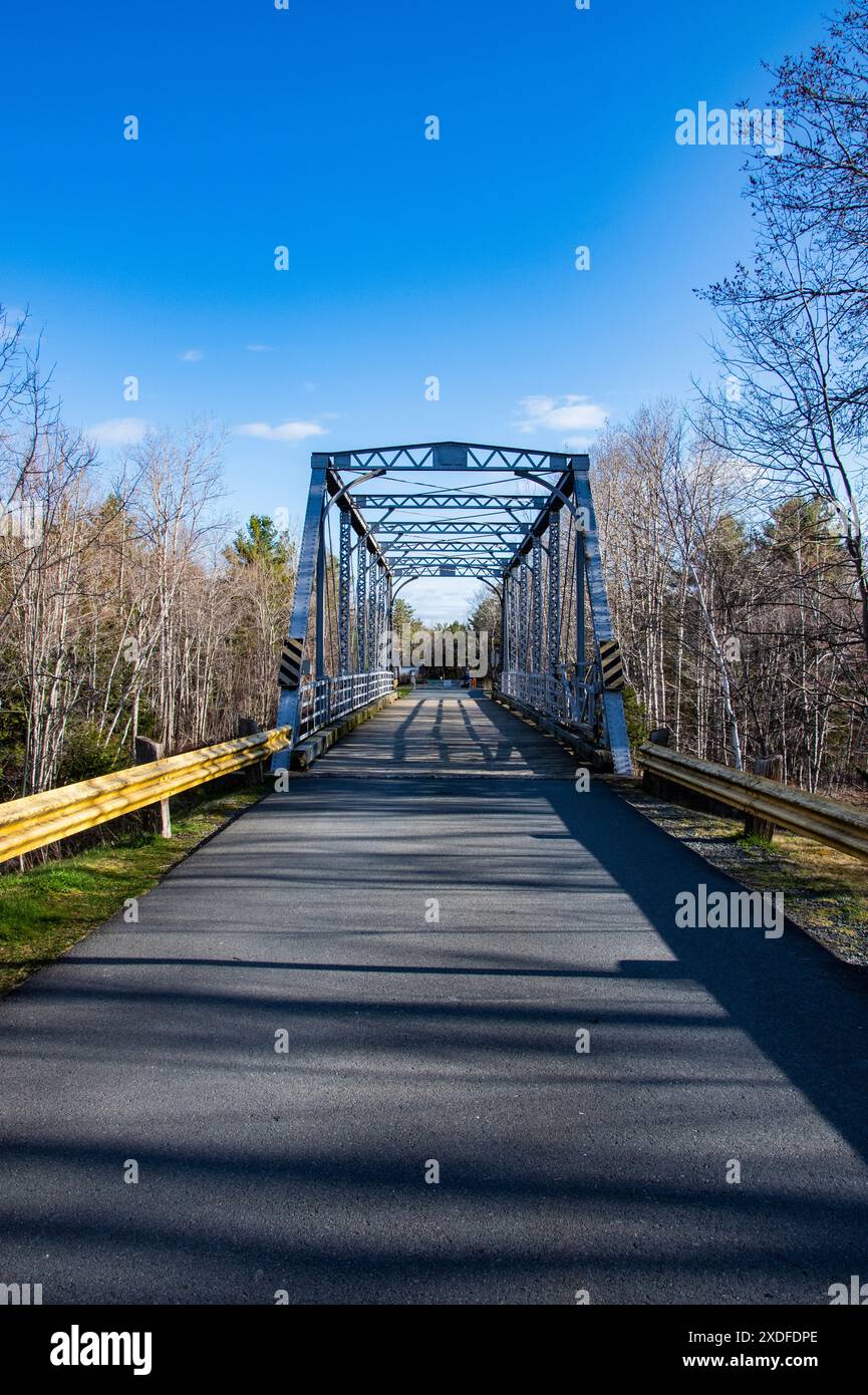 Vehicle bridge, previously a rail bridge, at Laurie Park in Oakfield, Nova Scotia, Canada Stock Photo