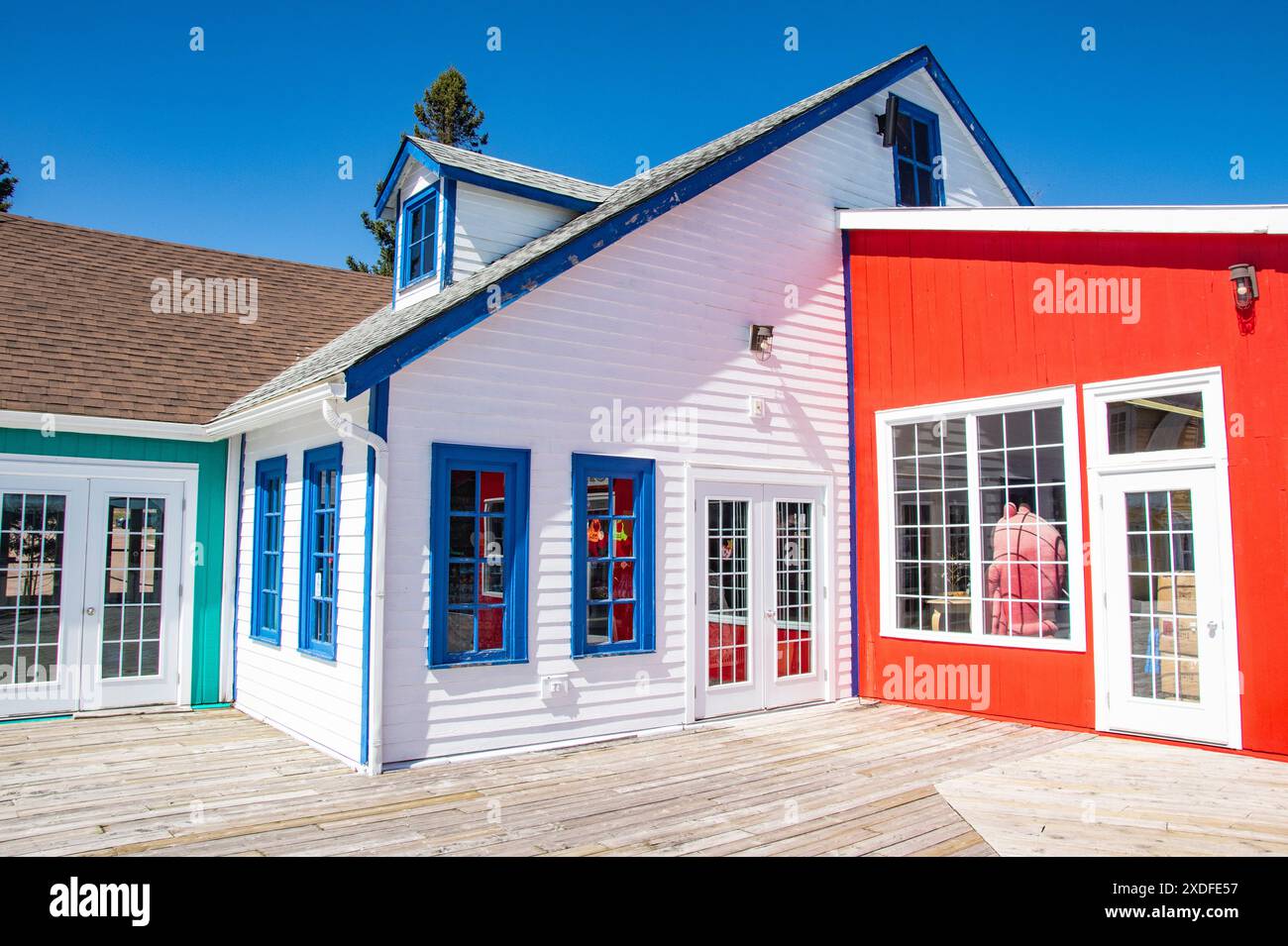 Businesses at the wharf village at Magnetic Hill in Moncton, New Brunswick, Canada Stock Photo