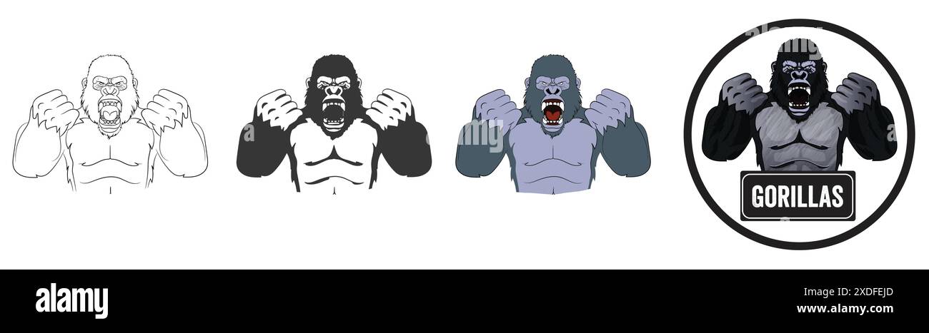 Angry Gorilla Cartoon Logo Design Stock Vector Image & Art - Alamy