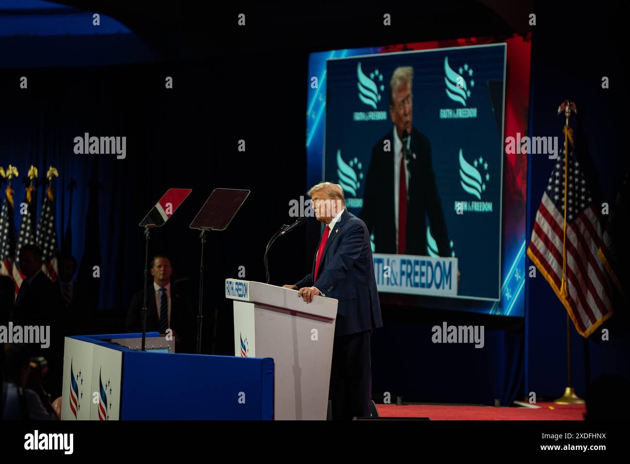Washington DC, USA. 21st June 2024. Jun 21st 2024 former President Trump talked about Biden and his team at the road to Majority Conference in Washington DC at the Washington Hilton  . Credit: Andrew thomas/Alamy Live News Stock Photo