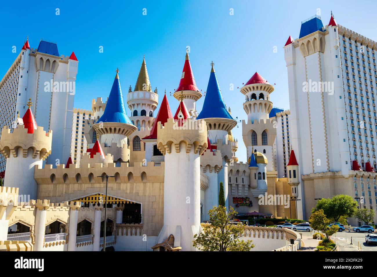 Exterior of medieval themed Excalibur Hotel and Casino, The Strip, Las Vegas, Nevada, USA Stock Photo
