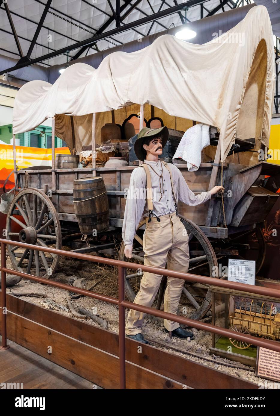 Replica of Praire Schooner; covered wagon; Arizona Route 66 Museum; Kingman; Arizona; USA Stock