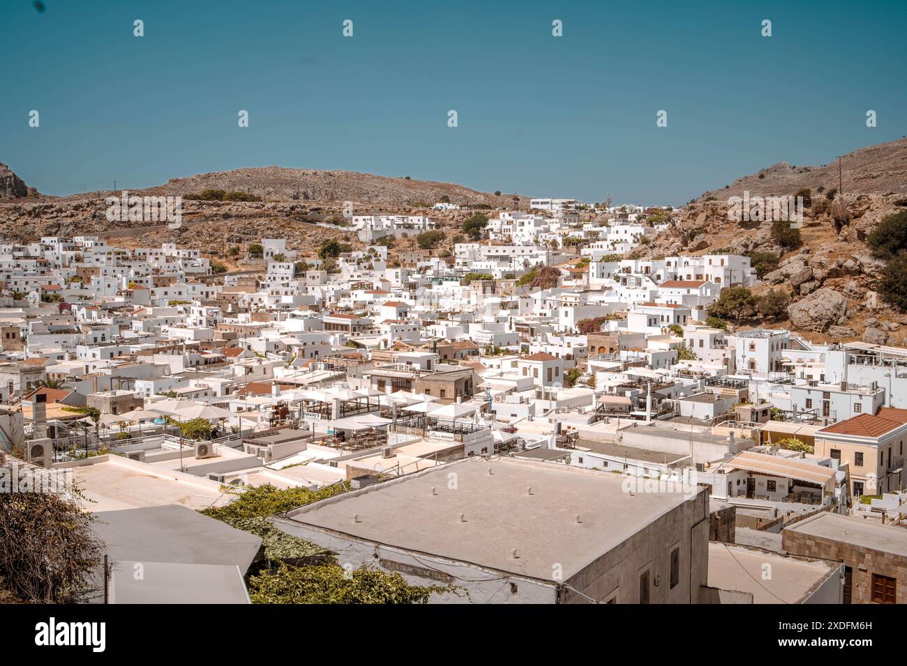 The white buildings of Lindos town in Rhodes Stock Photo - Alamy
