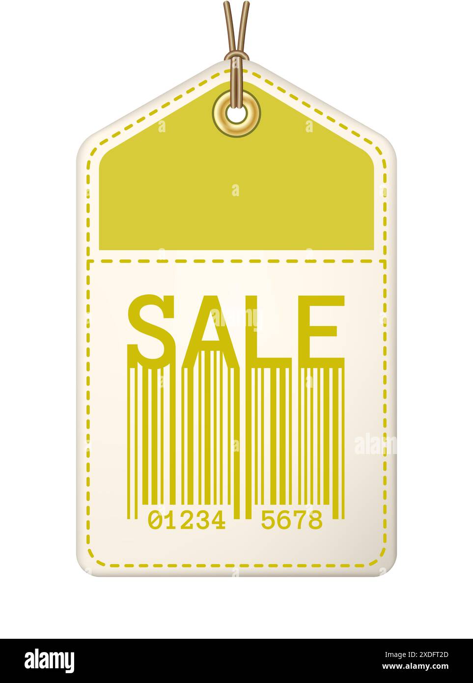 Sale tag with barcode on a string vector illustration Stock Vector