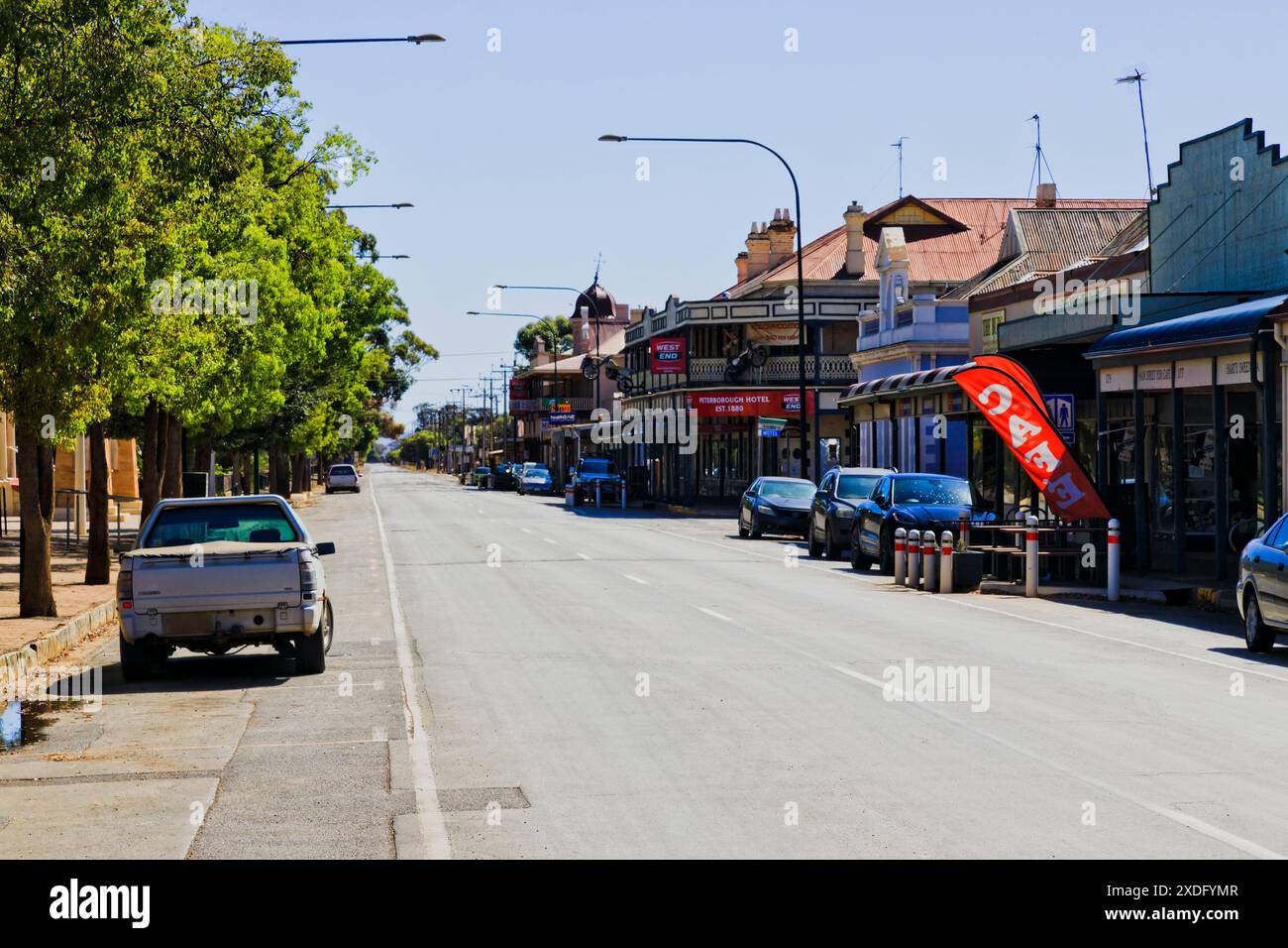 Peterborouth, Austraila - 3 March 2024: Park and shopping street in ...