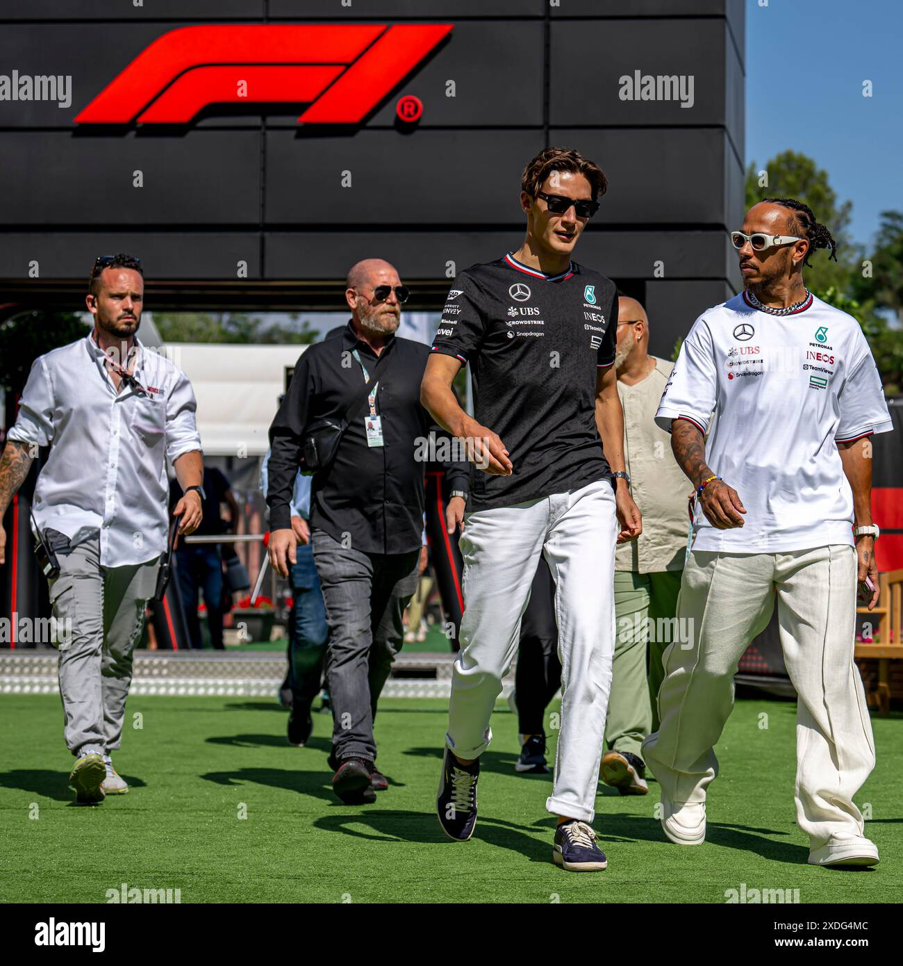 Montmelo Spain June 22 Lewis Hamilton from the United Kingdom competes for Mercedes F1. Qualifying round 10 of the 2024 Formula 1 championship. Credit Michael Potts Alamy Live News Stock Photo Alamy