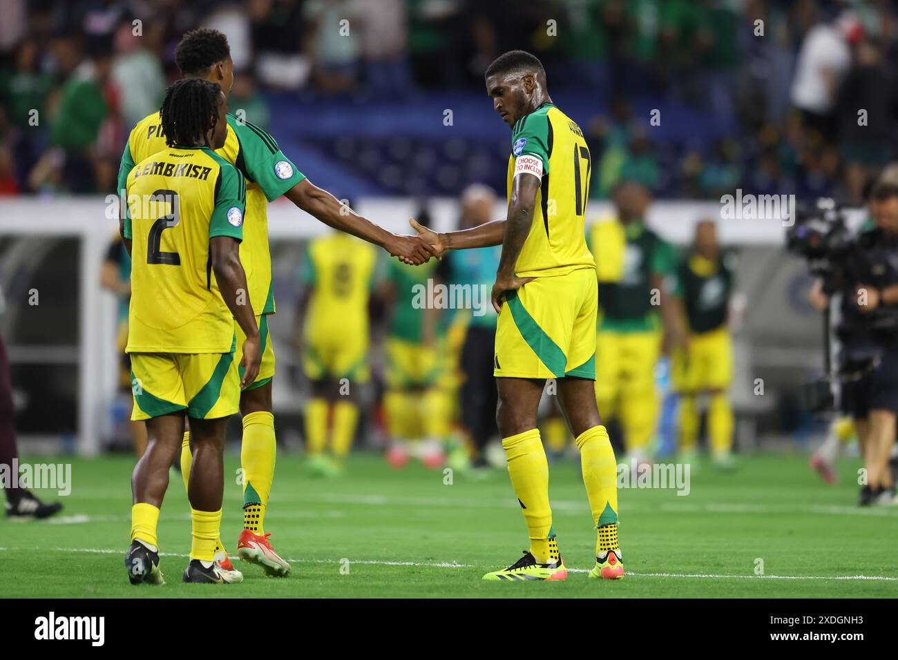 HOUSTON, TX JUNE 22 Damion Lowe of Jamaica reacts after the game