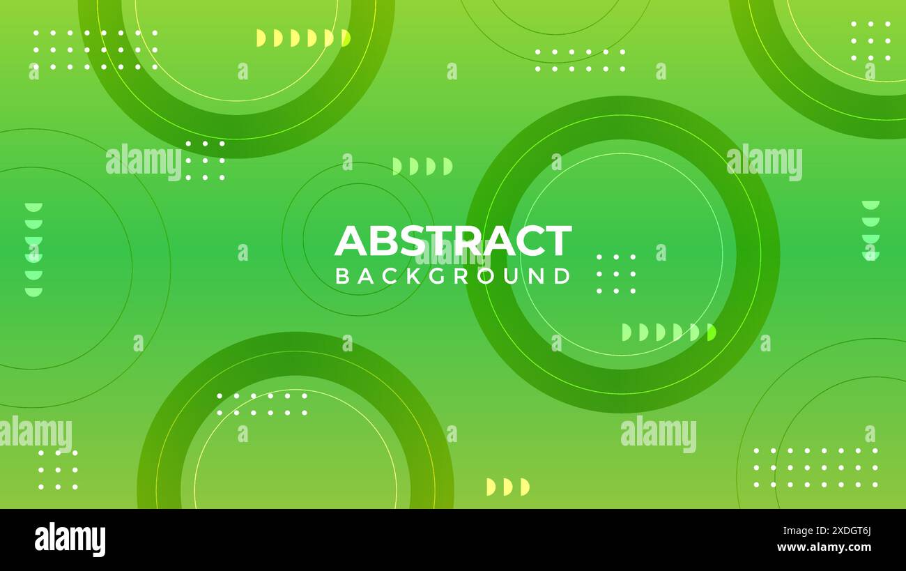 Green Abstract Background Featuring Circles and Geometric Patterns Stock Vector