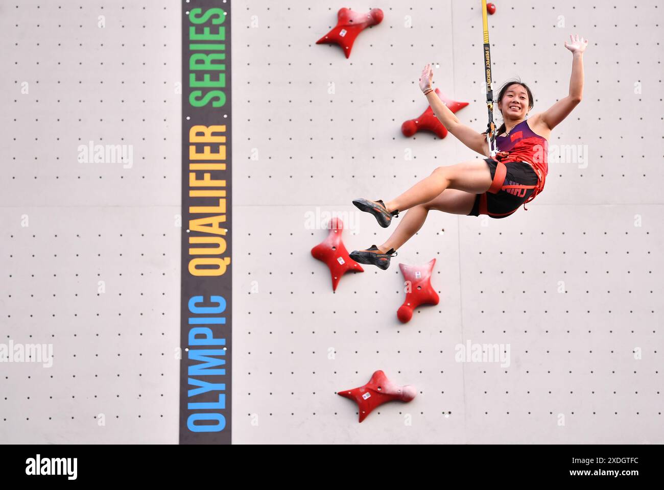 Budapest, Hungary. 22nd June, 2024. Zhou Yafei of China celebrates during the women