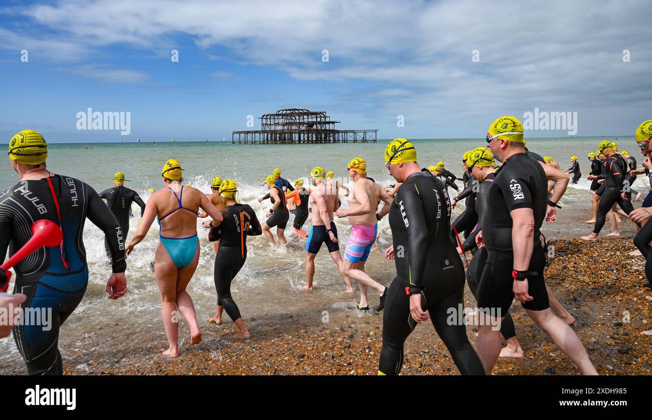 Brighton UK 23rd June 2024 Competitors set off in the annual Brighton
