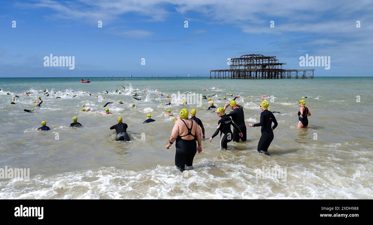 Brighton UK 23rd June 2024 Competitors set off in the annual Brighton
