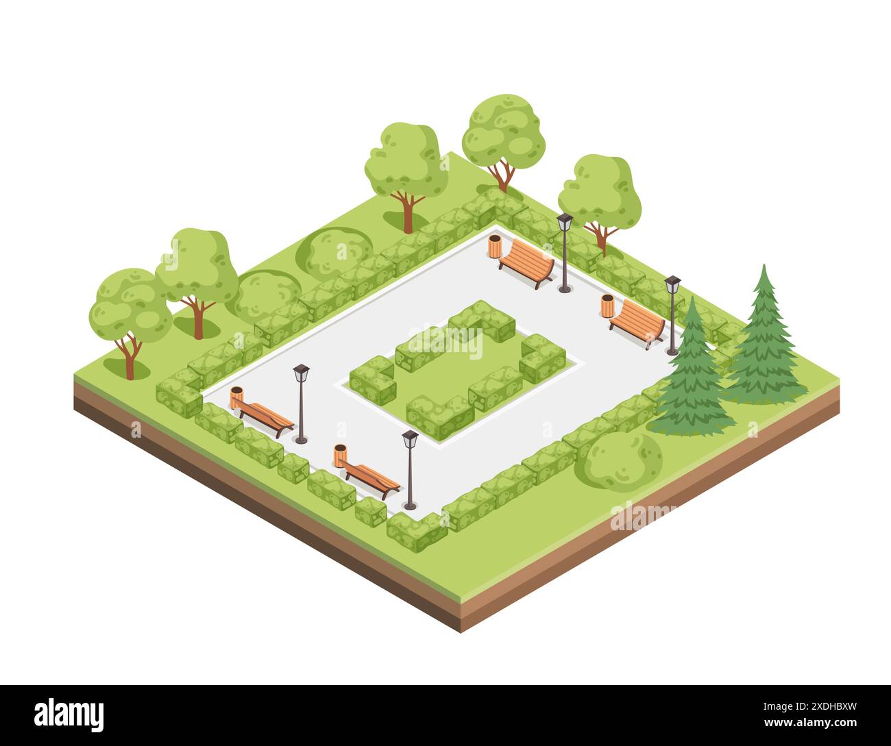 Isometric city park landscape design concept vector illustration ...