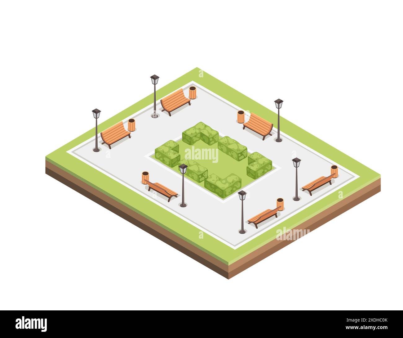 Isometric city park landscape design concept vector illustration ...