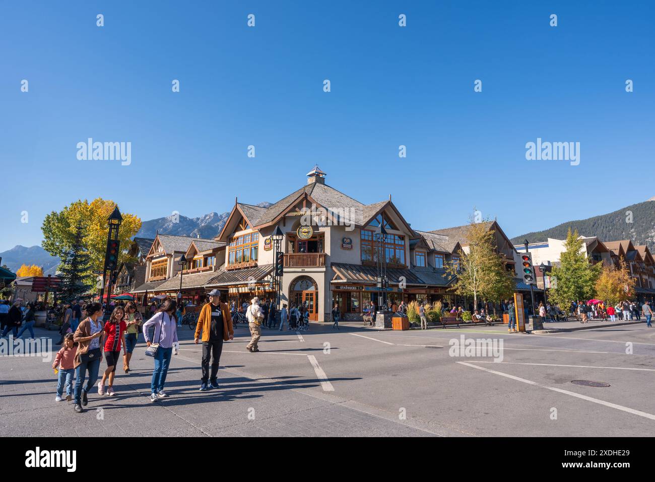 Banff, Alberta, Canada - October 06 2022 : Tourists walking on Banff ...