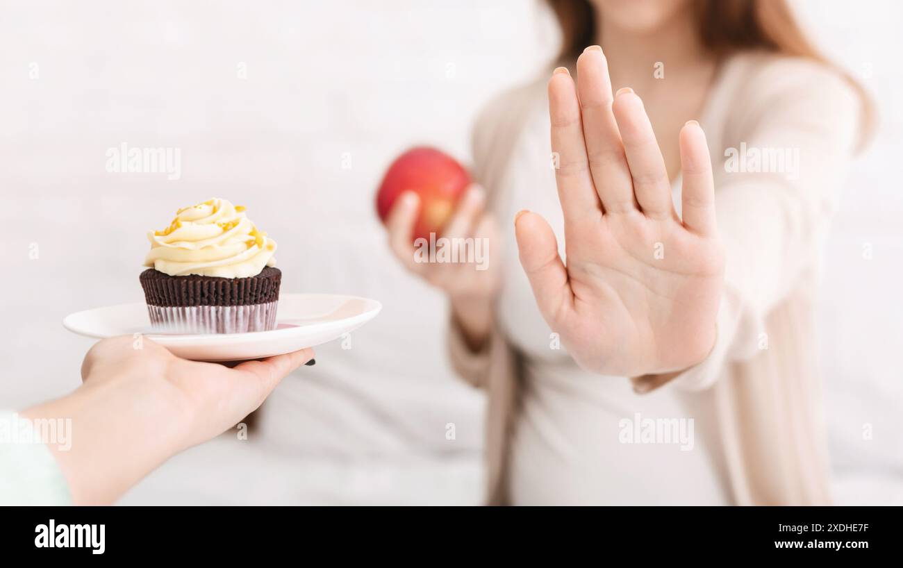 Refusing Dessert Woman refusing sugar hi-res stock photography and images - Alamy
