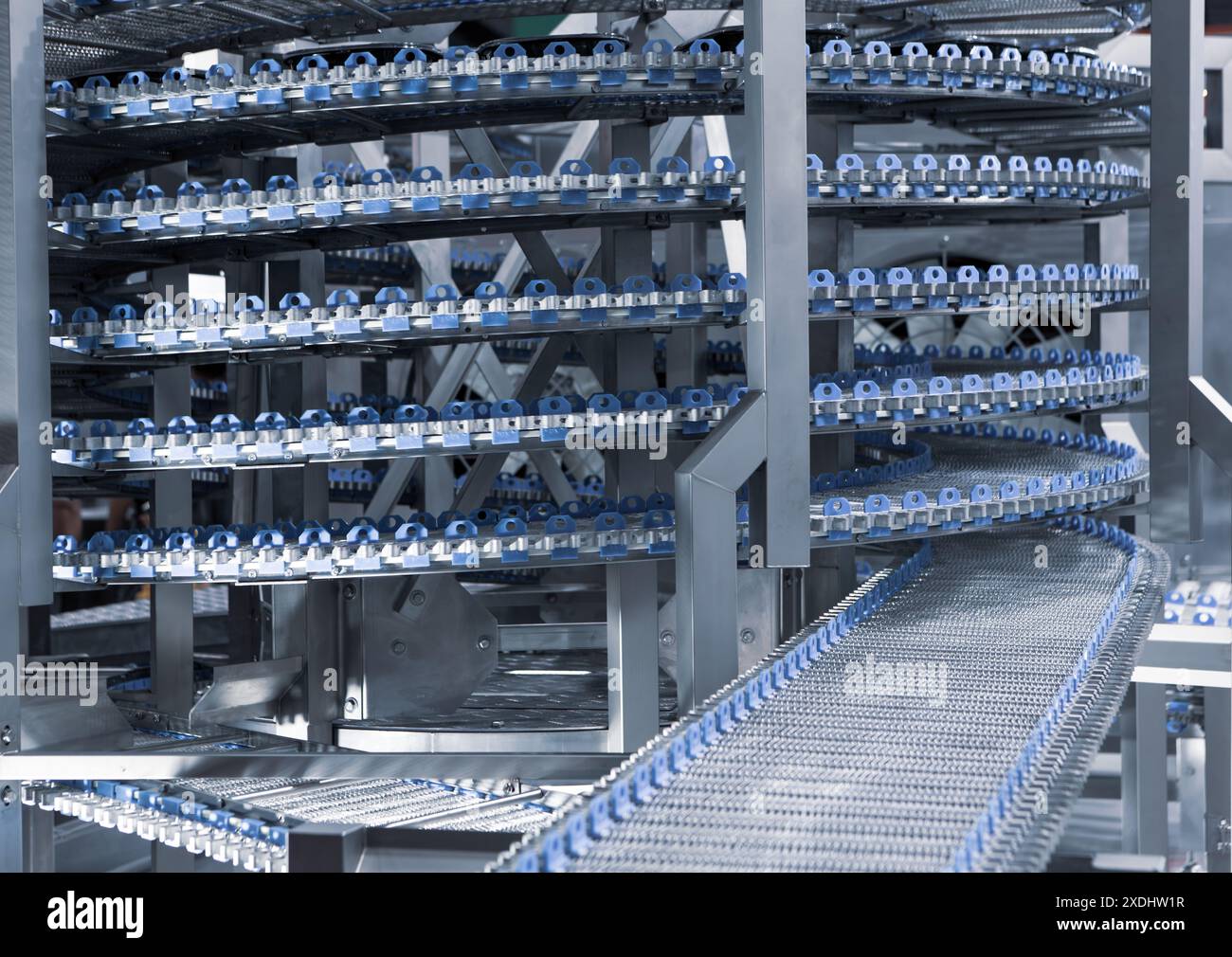 Conveyor belt system in food industry production line. Stock Photo