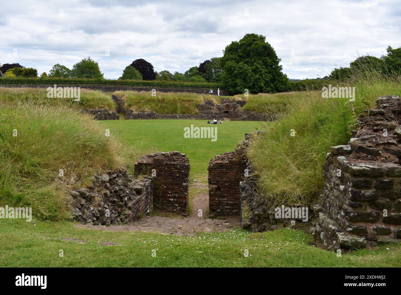 Caerleon Roman amphitheatre, Caerleon, Newport, Wales Stock Photo
