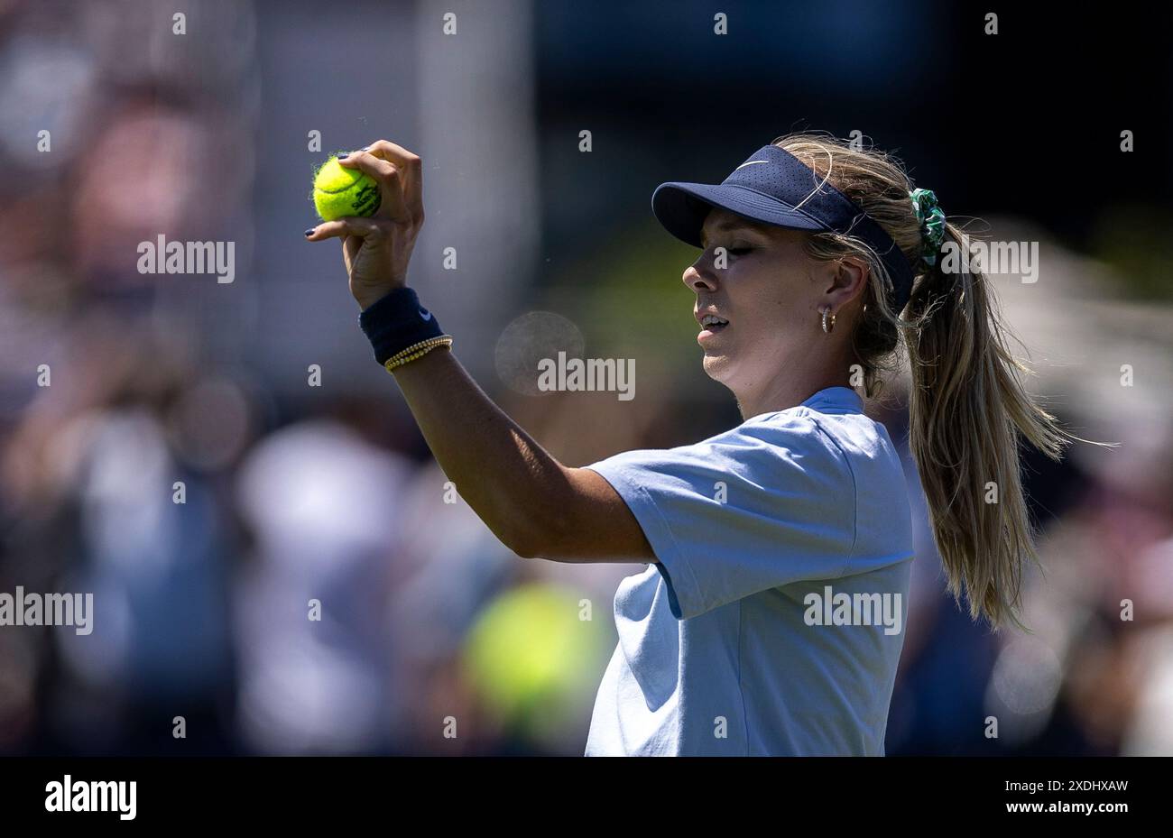 Katie Boulter practicing on day two of the Rothesay International at Devonshire Park, Eastbourne