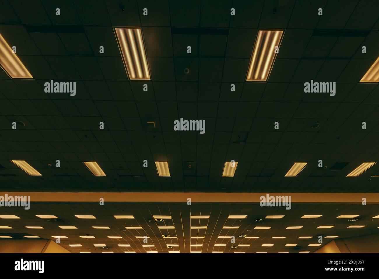 Yellow lights with dark building ,architecture concept Stock Photo
