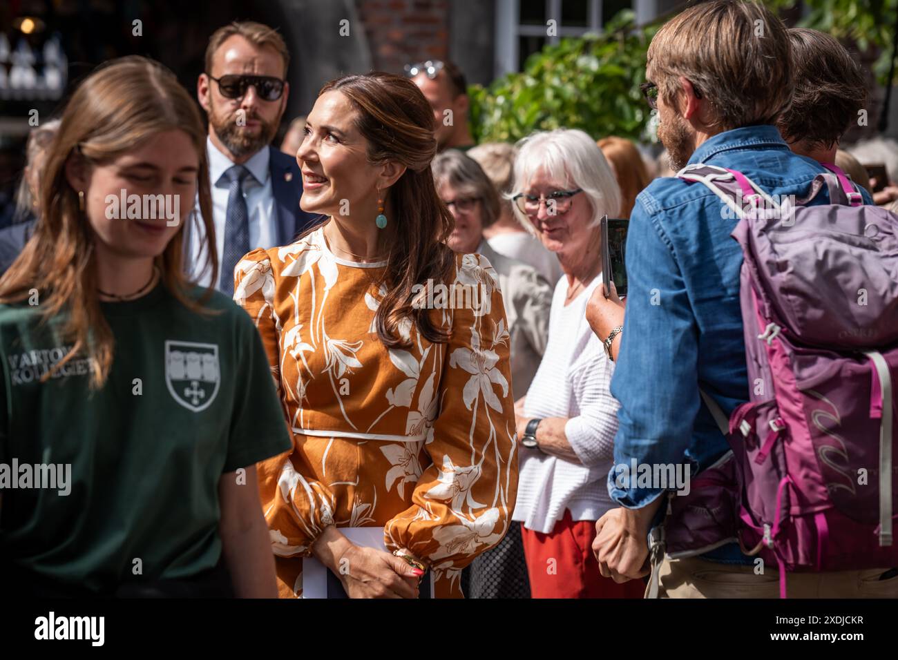 Copenhagen, Denmark. 21st, June 2024. Queen Mary of Denmark seen as song host at the common song event Maratonsang at Vartov in Copenhagen. Stock Photo