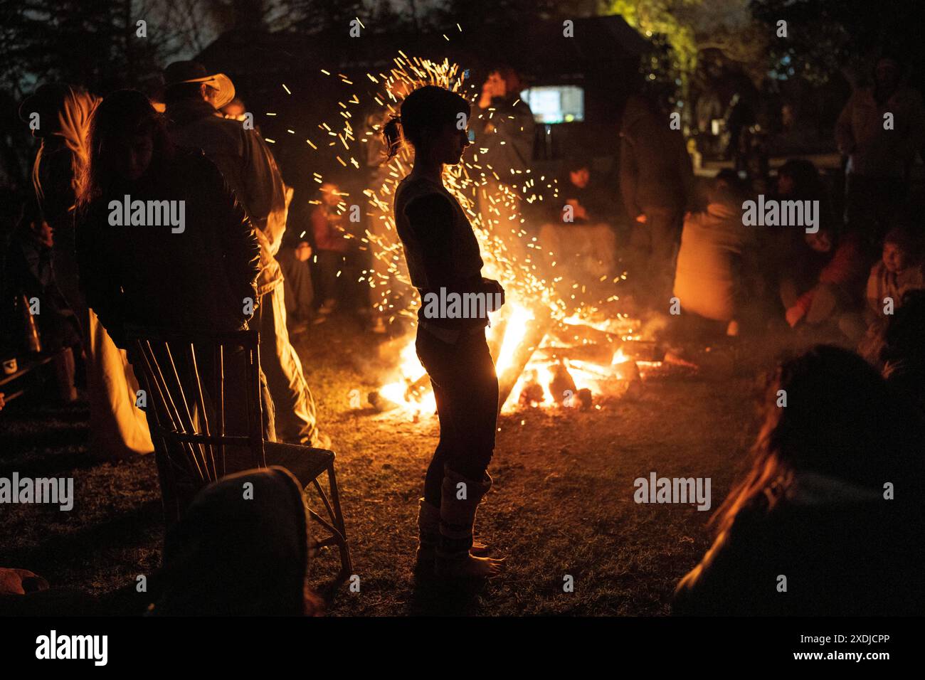 Bonfire Communication Inca People gather around a bonfire to celebrate the winter solstice and ...