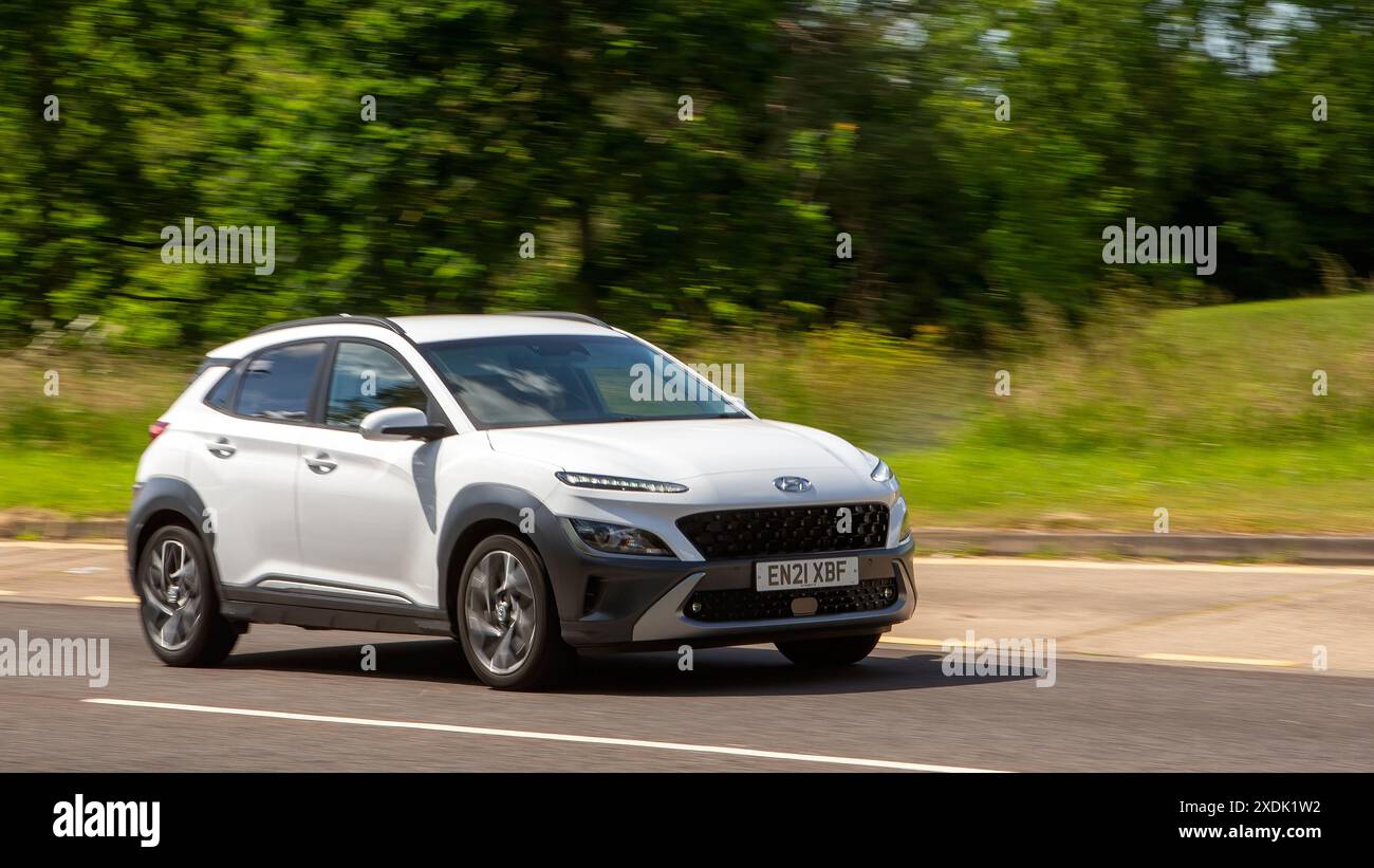 Milton Keynes,UK - June 21st 2024: 2021 white Hyundai Kona hybrid ...