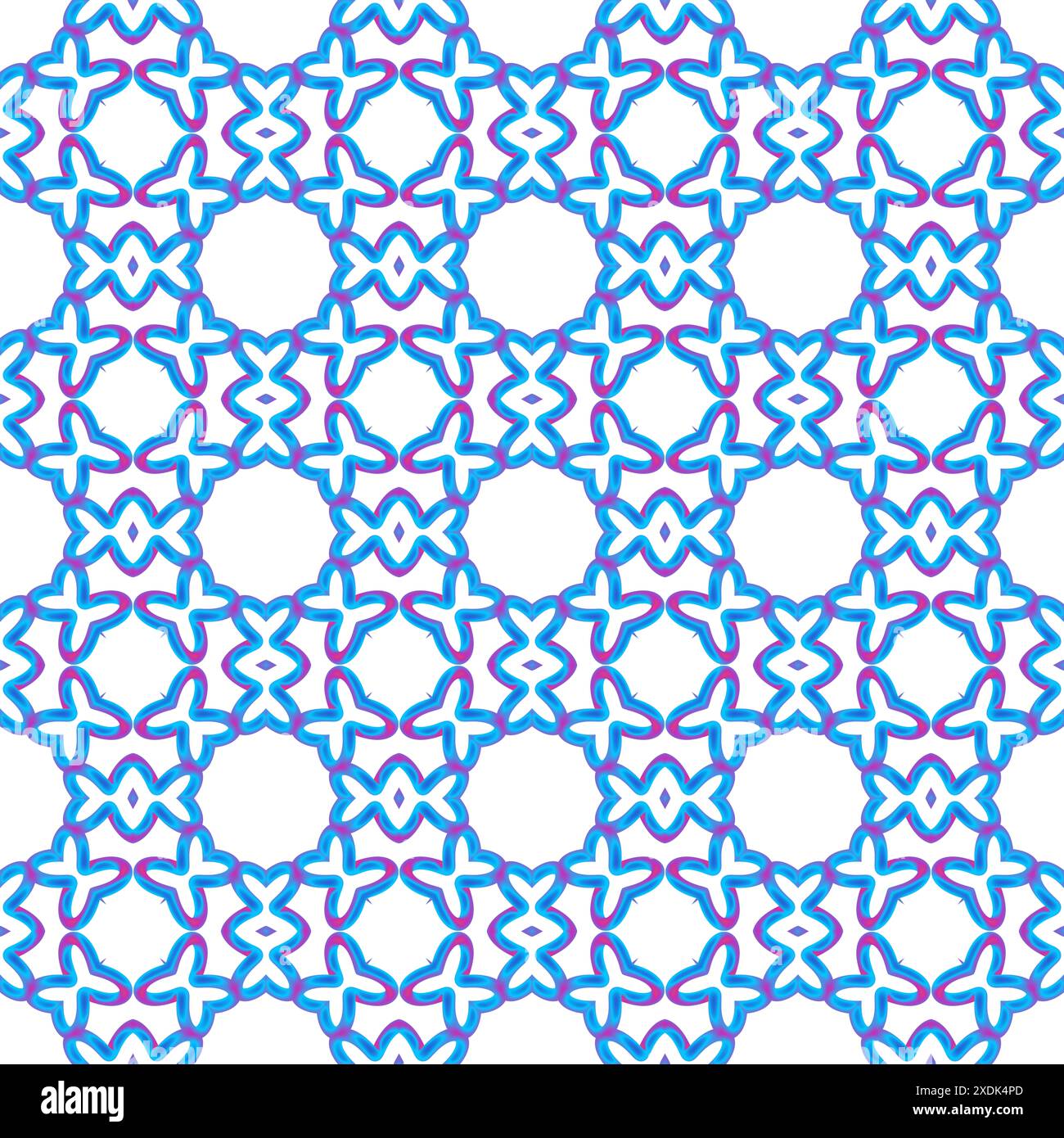 A vibrant blue pattern on a white background creating a geometric design with pattern Stock Photo