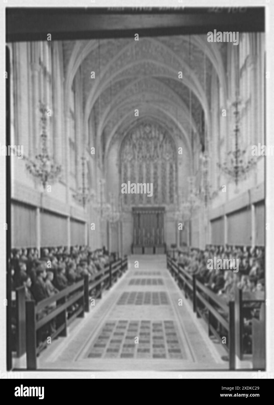 St. George's School, Newport, Rhode Island. Chapel interior with boys ...