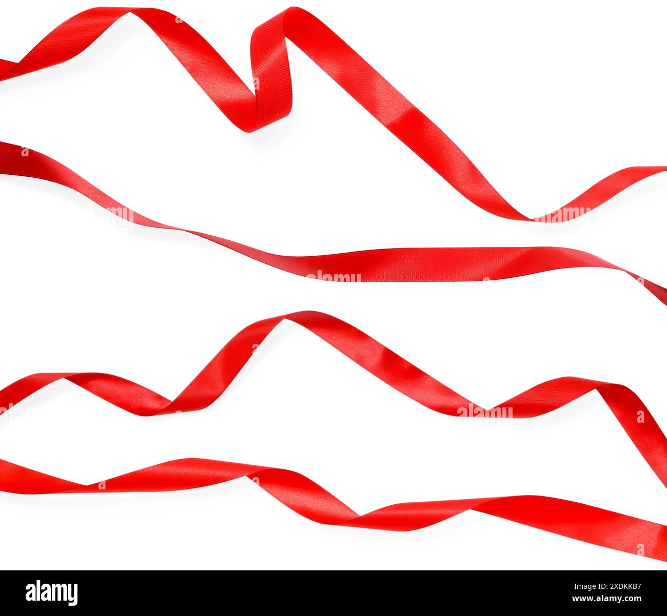Beautiful red ribbons isolated on white, set Stock Photo - Alamy