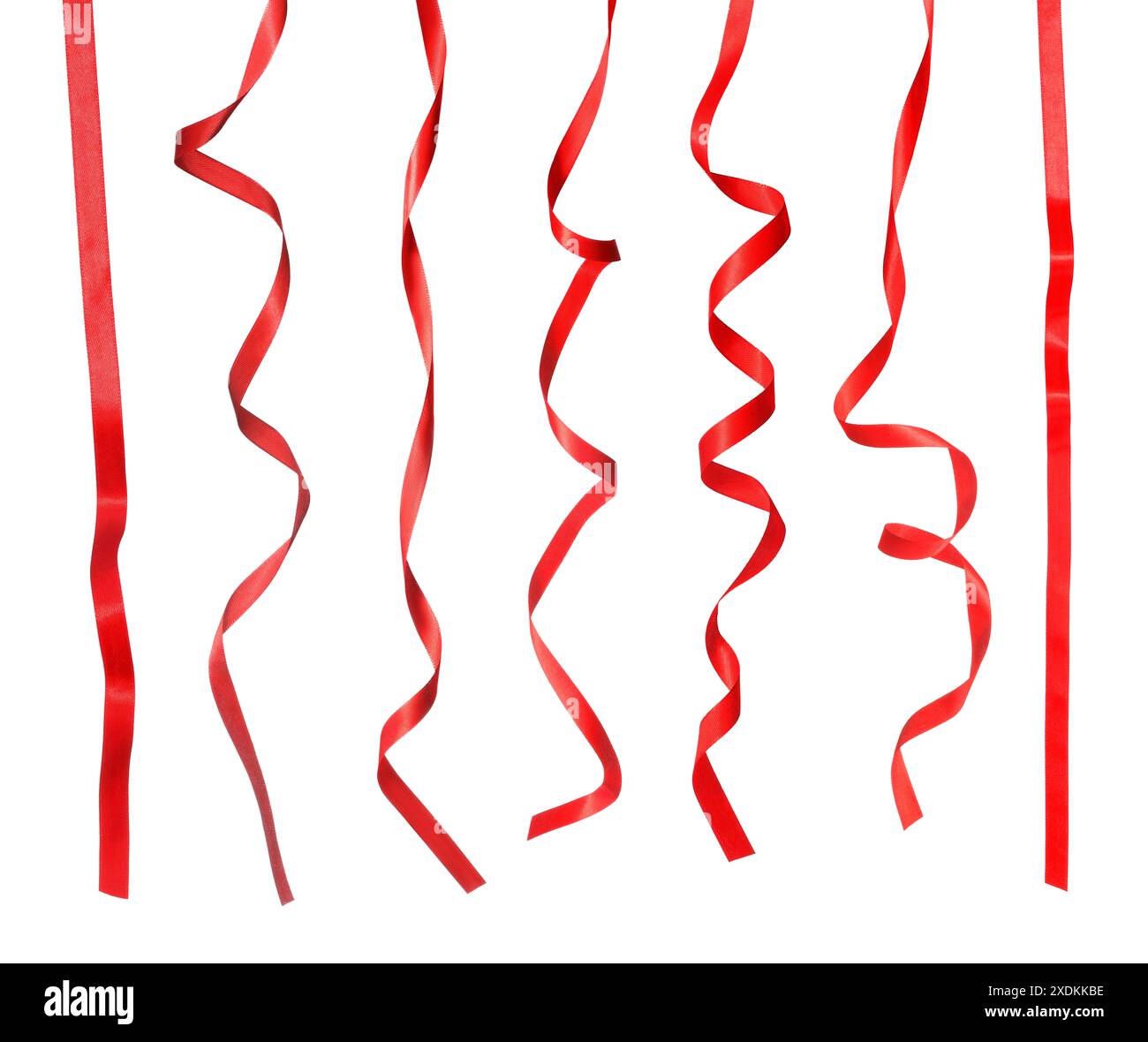 Beautiful red ribbons isolated on white, set Stock Photo - Alamy