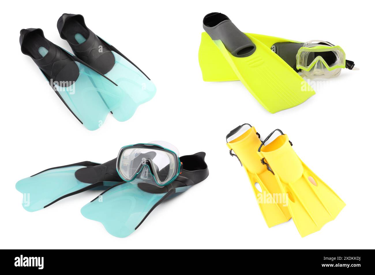 Diving gear isolated on white, set. Sport equipment Stock Photo - Alamy