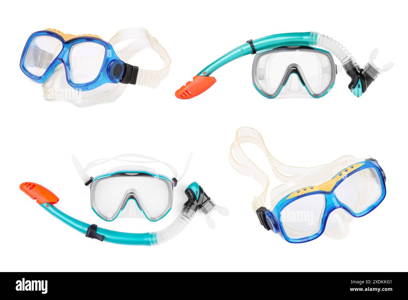 Diving masks and snorkels isolated on white, set. Sport equipment Stock ...